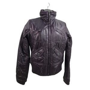 MNG Casual Sportswear Purple Quilted Bomber Jacket - Size Small